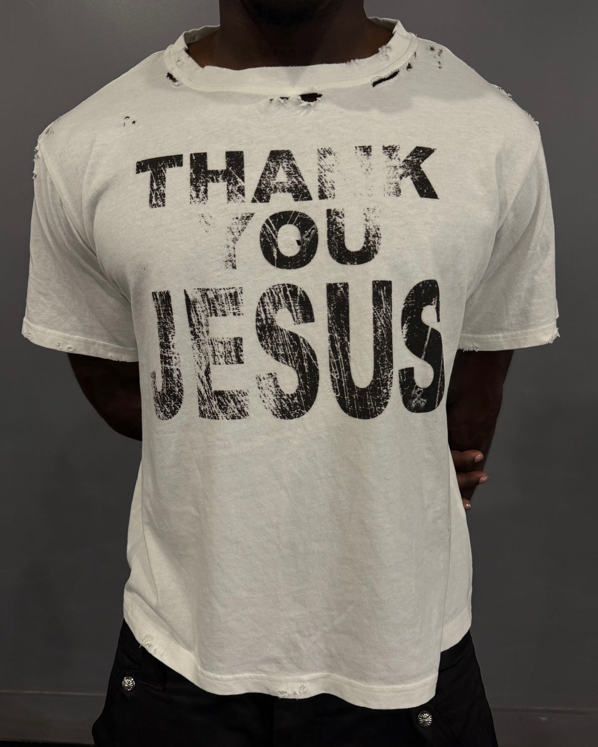 White Thank You Jesus Tee
