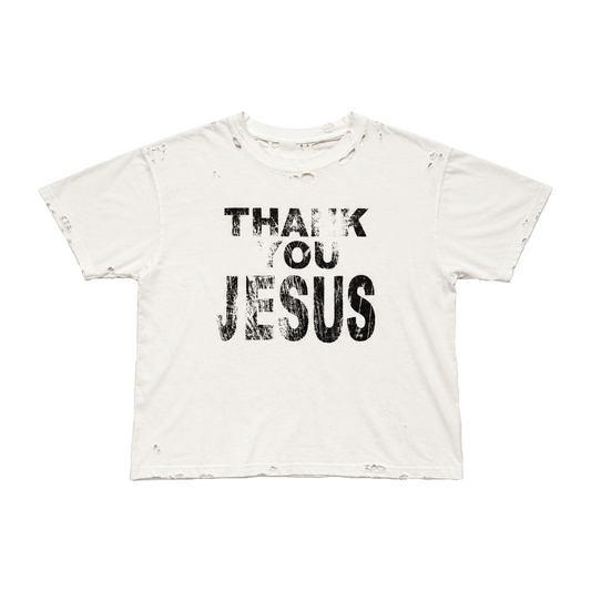 White Thank You Jesus Tee